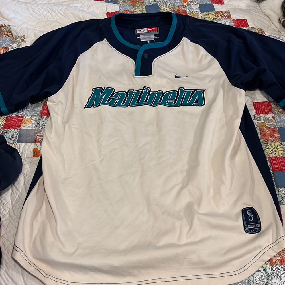 90s Seattle Mariners Nike Jersey XL baseball shirt stitched Henley